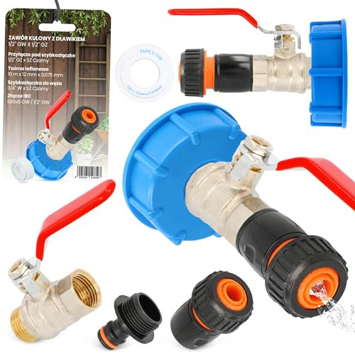 Kugelauslaufhahn Kugelventil Auslaufhahn Kugelhahn mit Drossel 3/4 Anschluss für Schnellkupplung 3/4 Schnellverbinder 3/4 IBC Container Tank Verbinder Adapter Deckel S60x6