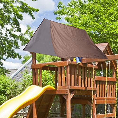 52x89 Swing Set Canopy, Outdoor Roof Canopy, Swing Patio Cover Kids Playground Roof Cover Replacement Tarp Sunshade for Garden (Coffee)