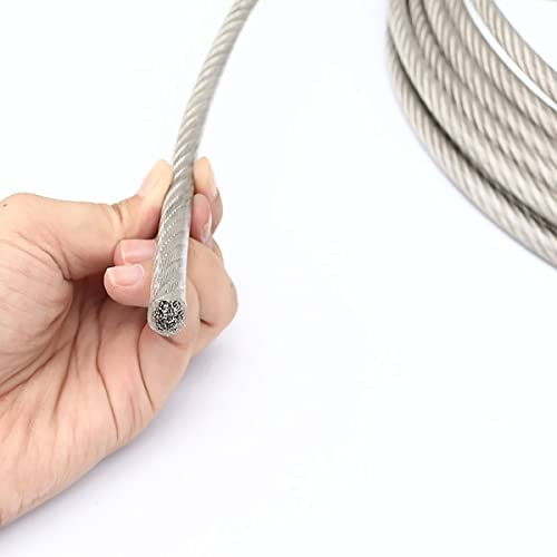 ZHAOYUQI Cavo Acciaio 1 Metro di Diametro 3 mm 4 mm 5 mm 6 mm 8 mm 10 mm 12 mm Filo Corda PVC Cavo Rivestito Trasparente 304 Stendibiancheria in Acciaio Inossidabile Filo Acciaio Inox(10mm)