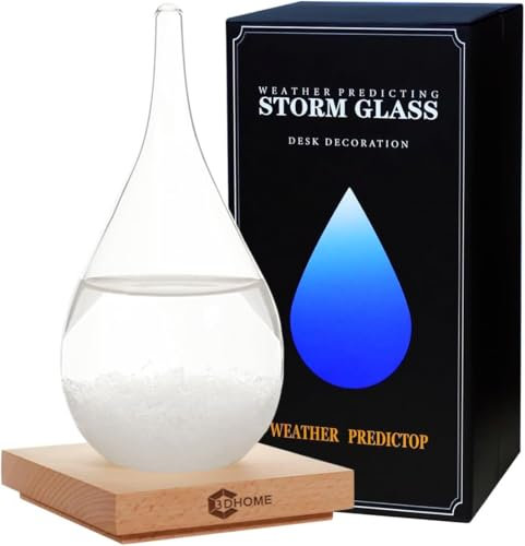 Storm Glass Water Drop Shaped Crystal Ball, Christmas Decoration Storm Glass Weather Forecaster Weather Station, Fashion Creative Office Desktop and Home Decor (Small)