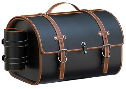 LUYSNDFG Motorrad-Topcase für Harley Davidson Road Glide 1998-2024, Motorrad Topcase Reisen Motorradkoffer Motorrad Heckbox mit Sicherheitsschloss, Weatherproof Motorradzubehör,C Black Brown