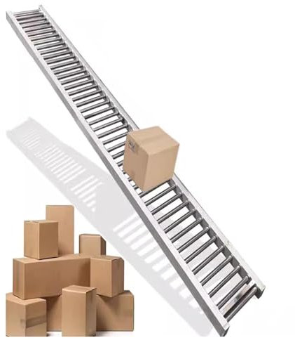 Unload Conveyor Roller Slides,Save Time and Manpower, Foldable Unpowered Conveyor Belt Table, Portable Stainless Steel Rail Ramp for Warehouse Freight(W 60cm(24 in),10m/32.8ft)