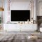 BTM Meuble TV 170, Meuble TV Blanc avec 2 Tiroirs et 2 Portes, Coin Arrondi, Salon, MDF, 170x34x45cm