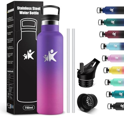 KollyKolla Stainless Steel Water Bottle, 750 ml, Thermos Flask, BPA-Free, Leak-Proof Insulated Flask, Double-Walled, Water Bottle, Suitable for Carbonated Drinks, Fitness, School, Outdoor, Adults