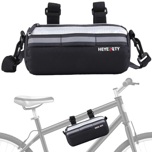 Kytpyi Lenkertasche Fahrrad, Fahradtasche, 2L wasserdichte Fahrradtasche Lenker mit 1 Verstellbarer Schultergurt Reflexband, Strapazierfähig Fahrrad Lenkertasche für MTB Elektrofahrrad (Silber)