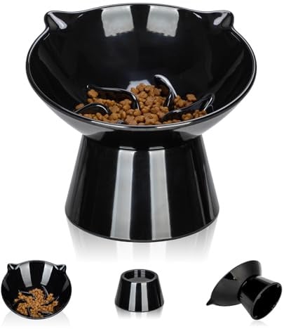 vootun Anti Schling Napf Katze Erhöht –Interaktiver Futternapf, Slow Feeder Nassfutter, rutschfest & leicht zu reinigen, Essen Verlangsamen, Antischlingnapf für Katzen und kleine Hunde,Schwarz