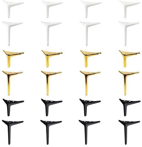 4x Möbelfüße Set TRIANGLE, Dreieck Möbelbeine für Sofa, Bett, Schrank, Couch, Sideboard, Kommode, rostfrei, pulverbeschichtet, Metall, mit Bodenschutz, einfache Montage (120mm, Weiß)