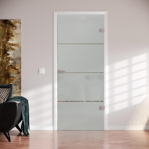 Rodrigo ESG Glasdrehtür Innentüren Zimmertüren für Innenräume, Badezimmer, Korridore, Eingangsbereiche, Geschäftsräume (Floatglas 8mm, standard, Breite x Höhe: 834 mm x 1972 mm)