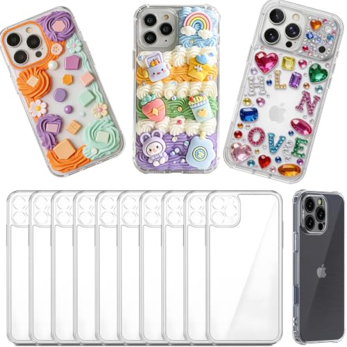 stino DIY Phone Junk Case for iPhone, 10 Pack Clear Cases, Crystal Transparent Junk Case Supplies (for iPhone 14 Pro Max)