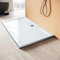 SUNXURY Plato de ducha 140 x 90 cm rectangular de acrílico en color blanco, plato de ducha plano, plato de ducha completo, incluye desagüe Ø 90 mm