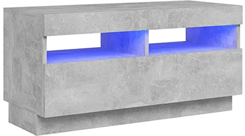Moderner TV-Ständer mit LED-Lichtern, Aufbewahrungs-Sideboard für Wohnzimmer, Büro, Grau, 80 x 35 x 40 cm
