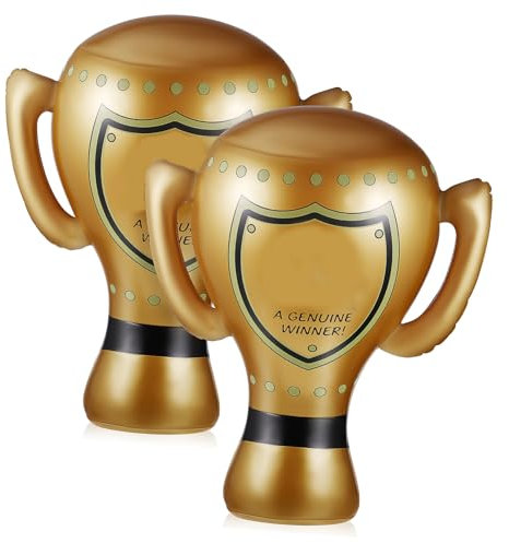VOSAREA 2Stücke Aufblasbare Trophäe Trophäenbecher mit Griffen Partydekoration für Sportevents Spiele und Klassenzimmeraktivitäten und Tragbar