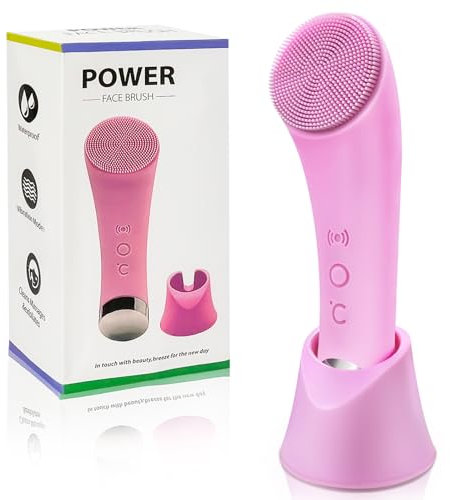 Gesichtsreinigungsbürste, Elektrische Gesichtsbürste mit Massagefunktion, Aufladbarer Gesichtsreiniger, Geeignet für Gesichtsreinigung und Massage, Geschenke für Frauen (Rosa)