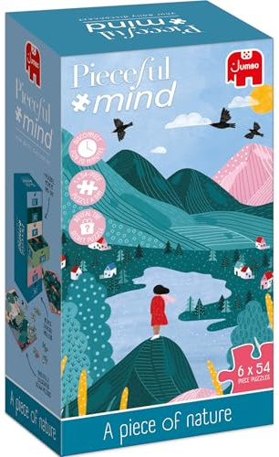 Jumbo Peace by Piece - Pieceful Mind - A Piece of Nature, EIN Stück Natur - 7 Tage 7 Puzzle mit je 54 Teilen, Ausmalbild inkl., für Erwachsende