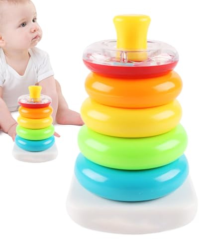 Acunny Stapelbares Ring-Set für Babys, Lernspiel mit bunten Ringen zum Stapeln, Lernspielzeug ab 6 Monaten, für Babys, Mädchen, für Zuhause, Kindergarten, Reisen und im Freien