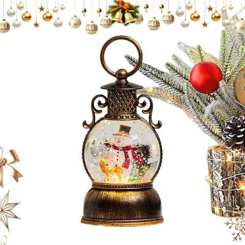 Schneekugel für Weihnachten - 6-Stunden Timer mit Musik - Weihnachtsmann Schneekugel mit Licht | für Jugendliche Erwachsene Männer Frauen Kaminsims Esszimmer Schlafzimmer Fensterbank