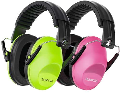 Floriogra Paquete de 2 Protector Oído para Niño, Protección Auditiva SNR 26dB con Diadema Ajustable, Casco Antiruidos Profesional Cancelación de Ruido para Bebé Nené Infante