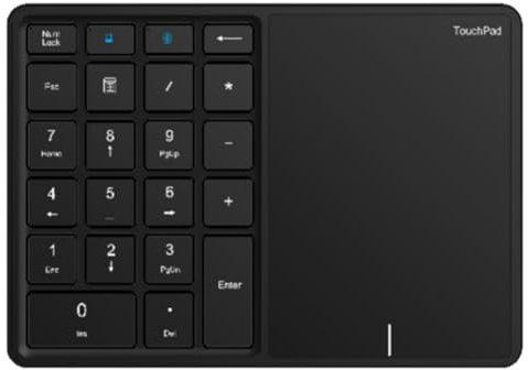 Buerjia Digital Keyboard Wireless USB+ Bluetooth Numeric Keypad with Touchpad 22 Keys Number Keypad