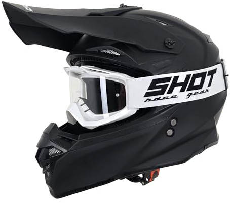 Stealth HS127 Adult Motocross Helmet Matt Black – ECE 22.06 Approved MX Off-Road Helmet with ABS Shell, Micrometric Buckle, Removable Liner + Free Goggles Included (M)