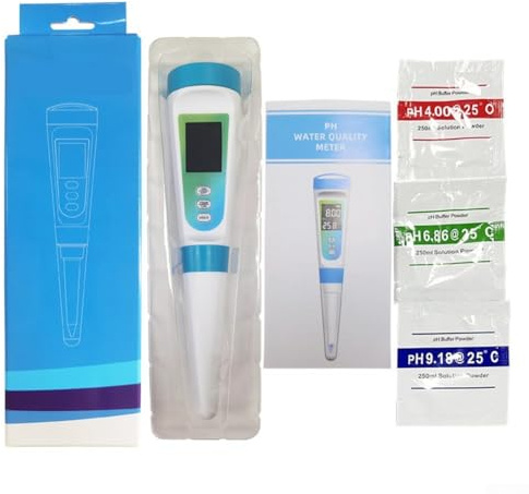 Testeur de pH alimentaire 2 en 1 avec affichage pour substances solides - Sonde en acier inoxydable, plage de pH de 0,00 à 14,00, précision ± 0,05, écran LCD, alimentation automatique