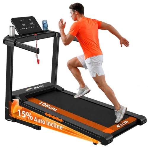 JAGJOG Laufband für Zuhause mit 15% Auto-Steigung, 1-14 km/h | 3-PS-Motor, 12 Programme, LED-Anzeige