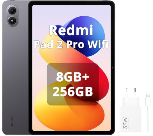 Xiaomi Redmi Pad 2 Pro, 8+256 GB, 12,1 2,5K 120 Hz, 12.000 mAh Riesenakku (Typ), 4 nm Prozessor, konstante Konnektivität, Graphite Grey, Wi-Fi, mit 33 W Ladegerät