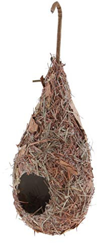 Aymzbd Nido de Paja Tejida a Mano Casa Colgante de Pájaros Refugio Hierba Natural Artesanal Resistente Adecuado para Decoración Jardín Hogar, E: Gota de Agua 2