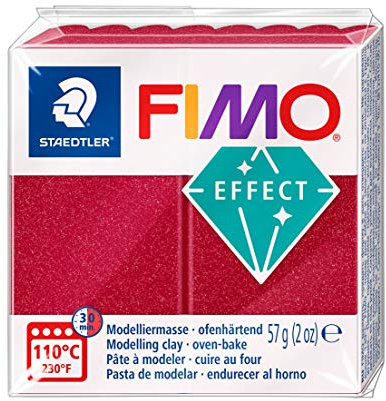 STAEDTLER 8020-28 - Fimo Effect Normalblock, 57 g, rubinrot metallic, 1 Stück (1er Pack)