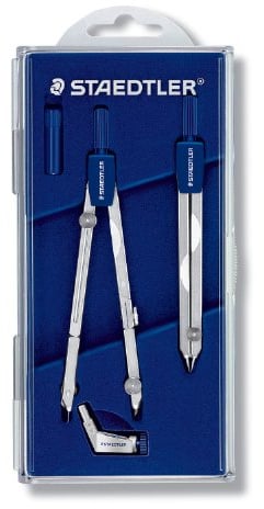STAEDTLER 554 T11 Mars Basic 554 Präzisionszirkel mit Stechzirkel, im Klappdeckeletui, silber