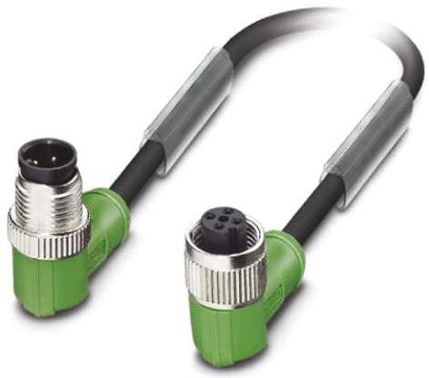 PHOENIX CONTACT SAC-4P-M12MR/1.5-PUR/M12FR Sensor/Aktor-Kabel, 4 Polig, PUR Halogenfrei, Stecker Gewinkelt M12, Buchse Gewinkelt M12, 1.5m Kabellänge, 57.700g, Schwarz/Grau