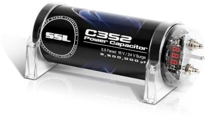 Sound Storm Laboratories C352 Car Audio Capacitor – 3.5 Farad, Energy Storage, Enhance Bass from Stereo, for Amplifier and Subwoofer, Warning Tones, LED Voltage Meter
