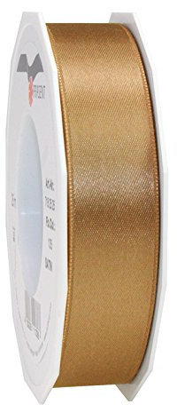 Präsent C.E. Pattberg Satin Gold, 25 m Satinband zum Einpacken von Geschenken, 25 mm Breite, Geschenkband zum Dekorieren & Basteln, Dekoband, Anlass