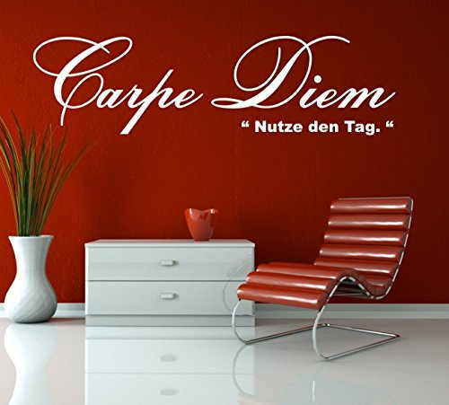 Wandtattoo Wandgestaltung Aufkleber Spruch Redewendung Carpe Diem Nutze den Tag Motiv 109/1 (in bester Qualität aus Markenfolie gefertigt)