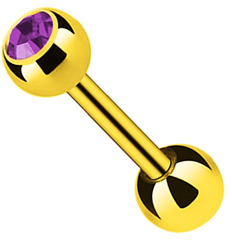 Piersando Tragus Helix Ohr Piercing Cartilage Knorpel Stab Stecker 316 L Chirurgenstahl mit Kristall Kugel Gold 8mm Flieder
