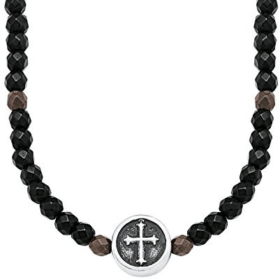 s.Oliver Herren-Collier Kreuz Edelstahl mattiert Hämatit mehrfarbig 55 cm - 2018707