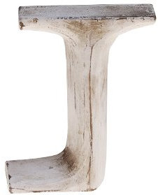 kadoh Holzbuchstabe J (8 cm) zum Aufstellen Handgemachte Buchstaben aus Holz im Vintage-Look als Deko (Creme-Weiß Vintage)