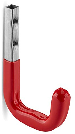 OrgaTech 6 x Wandhaken 115 x 80 mm rot bis 45 Kg Tragkraft mit Gummierung | Gerätehalter Montagehaken Allzweckhaken Bodenträger