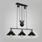 Industrielle Vintage Deckenpendelleuchte, Retro Riemenscheibe aufgehängt Rise and Fall Hängelampe E27 Antike verstellbare schwarze Metallrohr Kronleuchter, Lampe für Kitchen Island Bar Flur Esszimmer