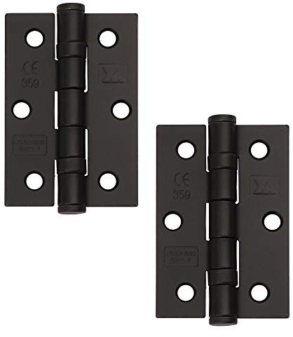 Excel XL965-BLK Pair of 3 Grade 7 Door Hinges, Matt Black