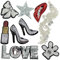 9 Pcs Silver Embroidered Lips Lipstick Flower Patches Iron On Sequins DIY Clothing Applique Women Girls Brand Patches (9pcs)