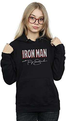 Marvel Women's Iron Man AKA Tony Stark Hoodie Black Medium