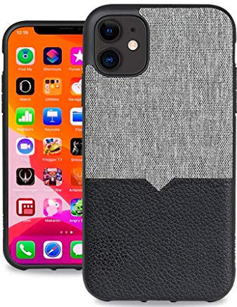 Evutec IPhone 11 6.1 Inch, Unique Heavy Duty Case Northill Premium Leather+TPU Shock Proof Interior Protective Durable Stylish Phone Case Cover-Canvas/Black (AFIX+ Vent Mount Included)