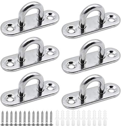 SPTwj 6 Stück Augplatten Edelstahl Decksplatte 5mm Mastplatte Robuster Befestigungshaken Wandhaken für Hängesessel Sonnensegel Bootszubehör Schiffsdeck Hardware usw Belastbarkeit bis 40KG