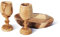Kommunionsbecher-Set, natürliches Brottablett aus Holz mit 2 großen, handgefertigten, geschnitzten Olivenholzbechern, Kelch des Abendmahls, ideal für Hochzeitsgeschenke, religiöse Anlässe oder