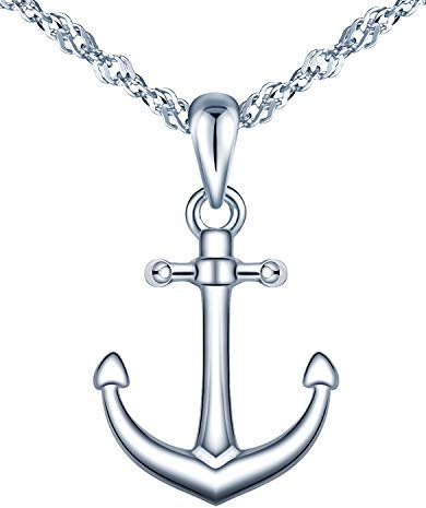 MicLee Damen Frauen Einfach Halskette Kette 925 Sterling Silber Anker Anhänger Halskette Geschenkbeutel Super Geschenk für Mutter Freundin