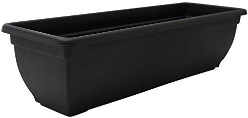 Cheerful Bargains Lot de 4 grands pots de fleurs rectangulaires en plastique Noir 60 cm