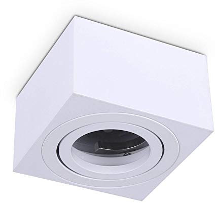 Mini-Aufbaurahmen Weiß eckig für Aufbauleuchte - Aufbaustrahler schwenkbar aus Aluminium 50mm hoch - für LED Module Leuchtmittel - Einbaustrahler, Rahmen