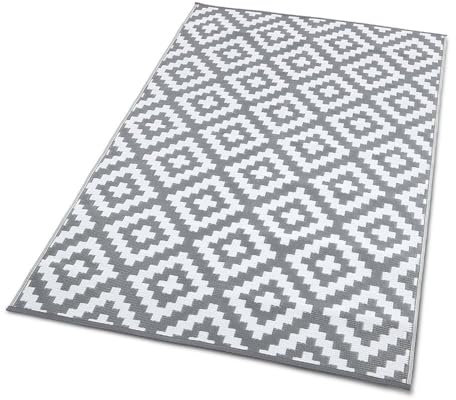 TERRE JARDIN Tapis extérieur rectangulaire réversible - 120 x 180 - Gris