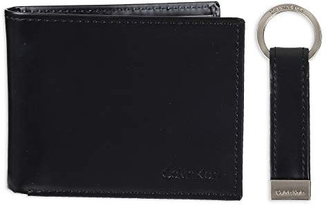 Calvin Klein Herren-Geldbörse mit RFID-blockierendem Leder, schwarz, Einheitsgröße