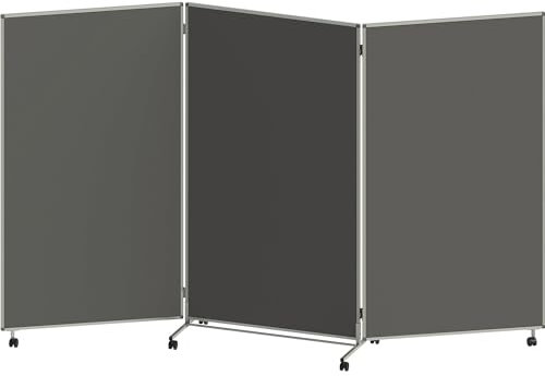 eurokraft | basic | Präsentationswand | faltbar und mobil | HxBxT 1905 x 3040 x 500 mm | dunkelgrau